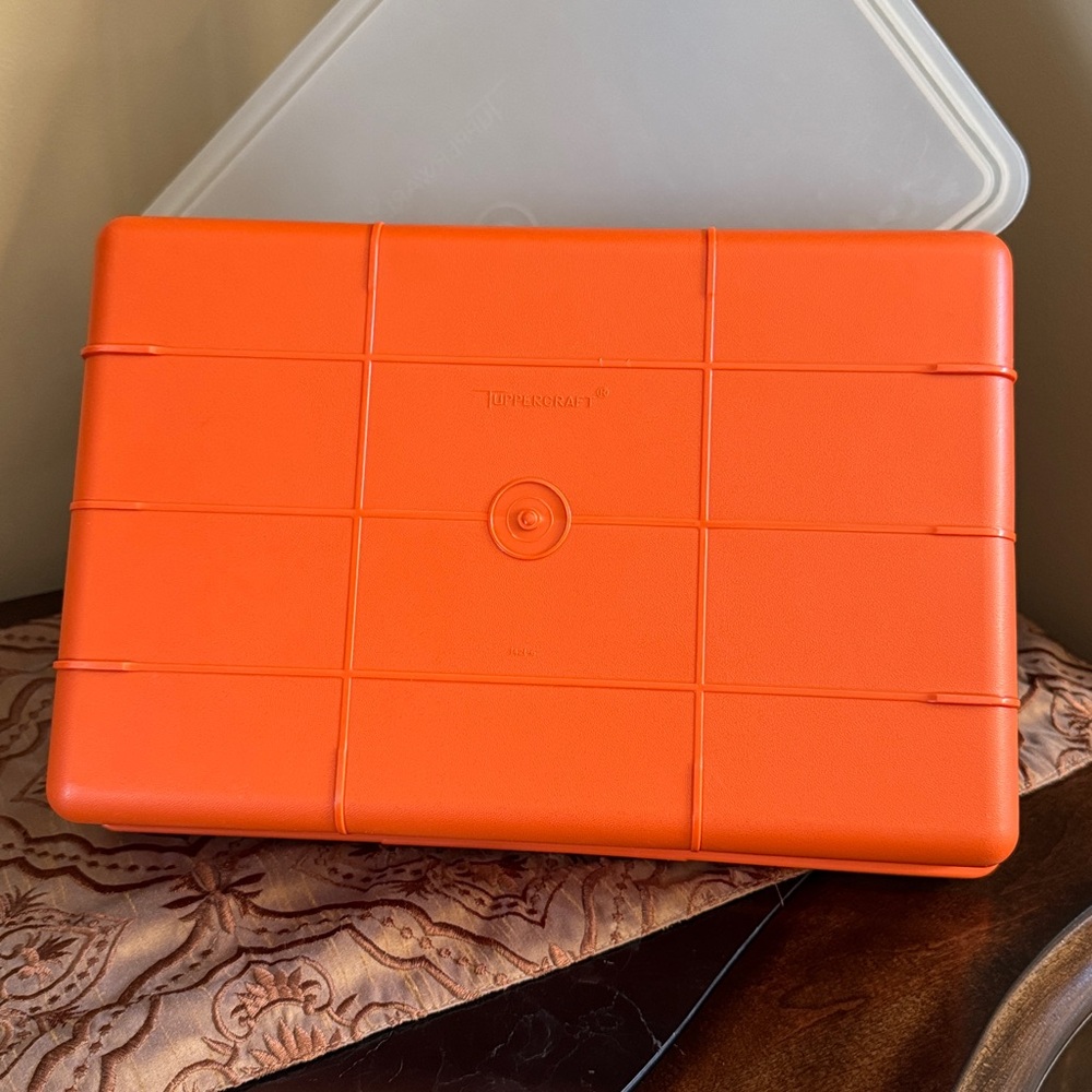 Tupperware Orange and White Compartment Rectangle Storage Container - Picture 3 of 13